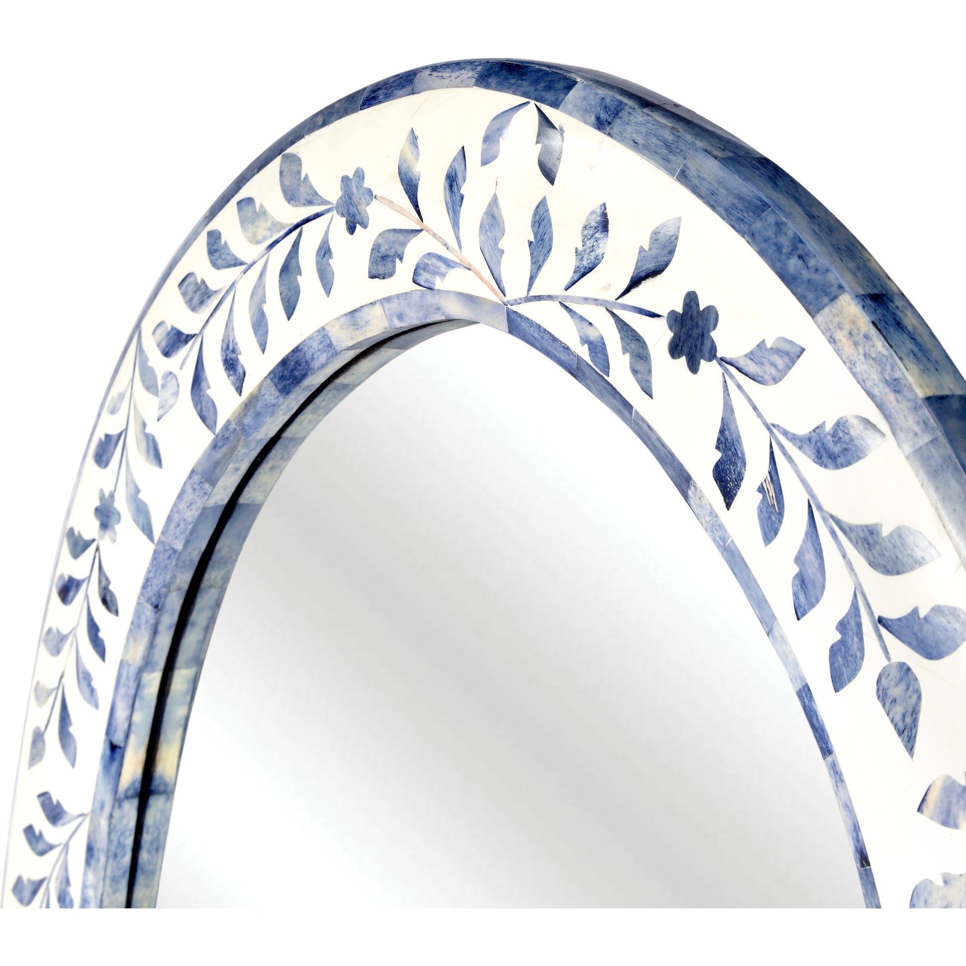 Trubadur Mirror by Butler Specialty Company in white and blue and blue, white bone. Made from bone inlay, mdf, resin, mango wood in a cottage & farmhouse style.