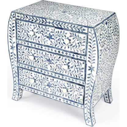 Trubadur Chest by Butler Specialty Company in white and blue and blue, white bone. Made from bone inlay, mdf, resin, mango wood in a cottage & farmhouse style.