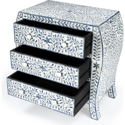 Trubadur Chest by Butler Specialty Company in white and blue and blue, white bone. Made from bone inlay, mdf, resin, mango wood in a cottage & farmhouse style.