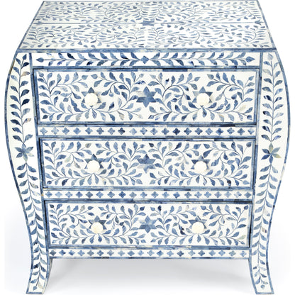 Trubadur Chest by Butler Specialty Company in white and blue and blue, white bone. Made from bone inlay, mdf, resin, mango wood in a cottage & farmhouse style.