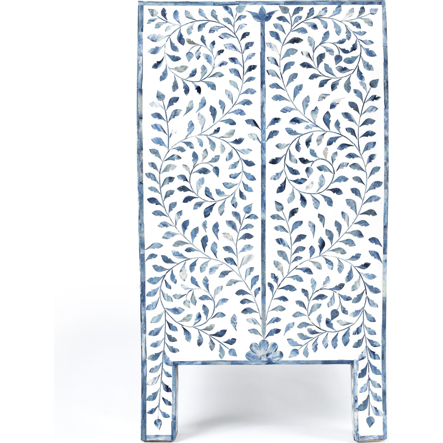 003 SR-910349 | Additional Silo | Trubadur Chest by Butler Specialty Company in white and blue and blue, white bone. Made from bone inlay, mdf, resin, mango wood in a cottage & farmhouse style.