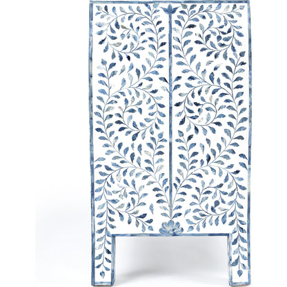 Trubadur Chest by Butler Specialty Company in white and blue and blue, white bone. Made from bone inlay, mdf, resin, mango wood in a cottage & farmhouse style.