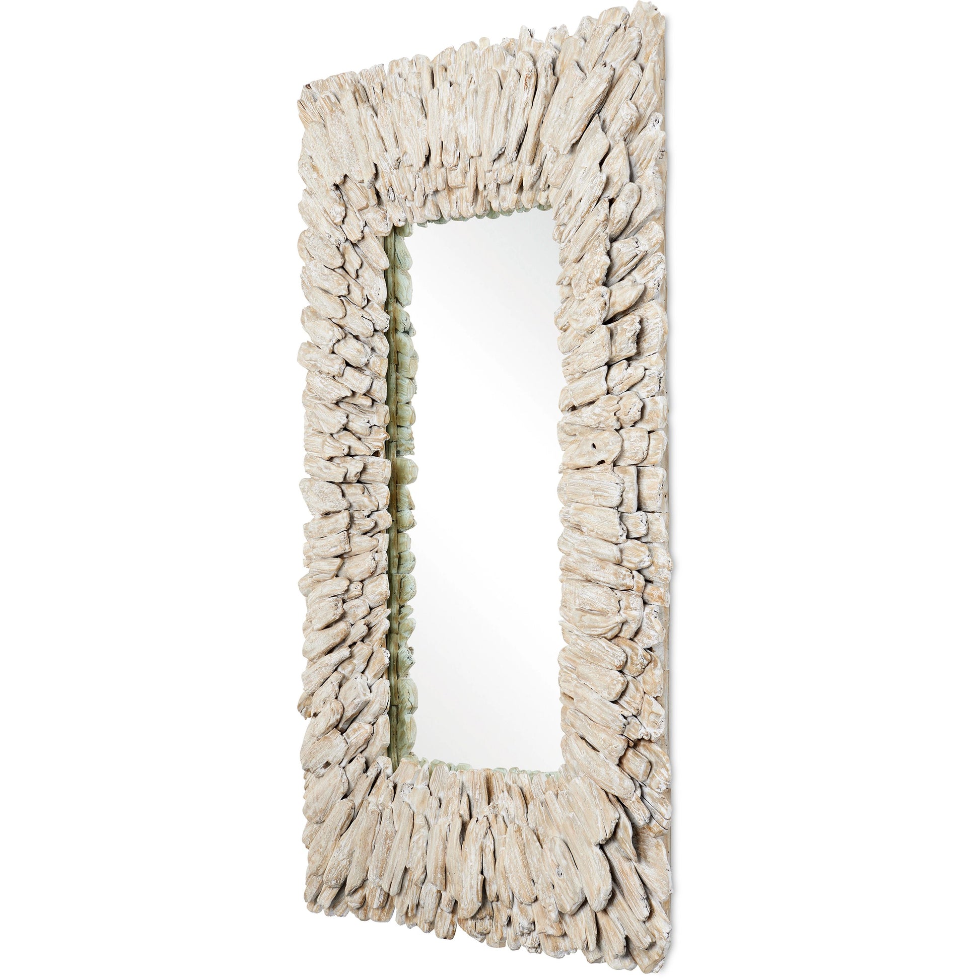 Beachhead Wash Mirror by Currey and Company in whitewashed driftwood, mirror. Made from wood, glass in a modern style.
