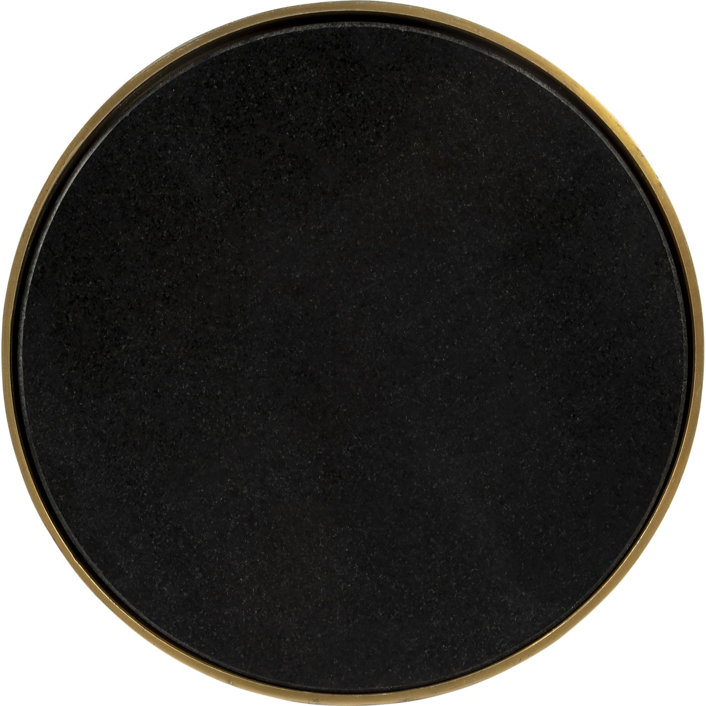 005 SR-910328 | Closeup | Forella Pedestal End Table by Butler Specialty Company in black,bronze,clear and butler loft. Made from granite, acrylic, aluminum, iron in a traditional style.