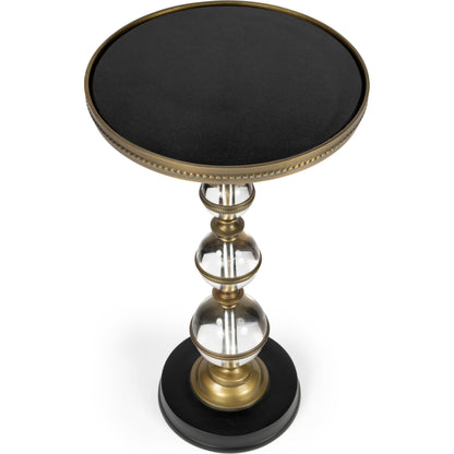 Forella Pedestal End Table by Butler Specialty Company in black,bronze,clear and butler loft. Made from granite, acrylic, aluminum, iron in a traditional style.
