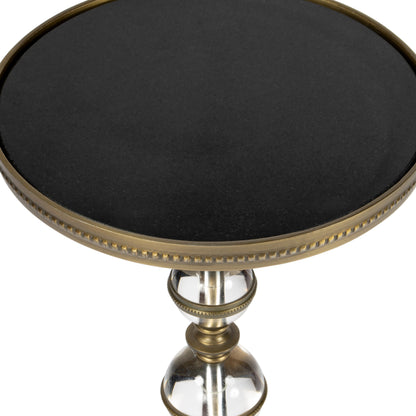 Forella Pedestal End Table by Butler Specialty Company in black,bronze,clear and butler loft. Made from granite, acrylic, aluminum, iron in a traditional style.