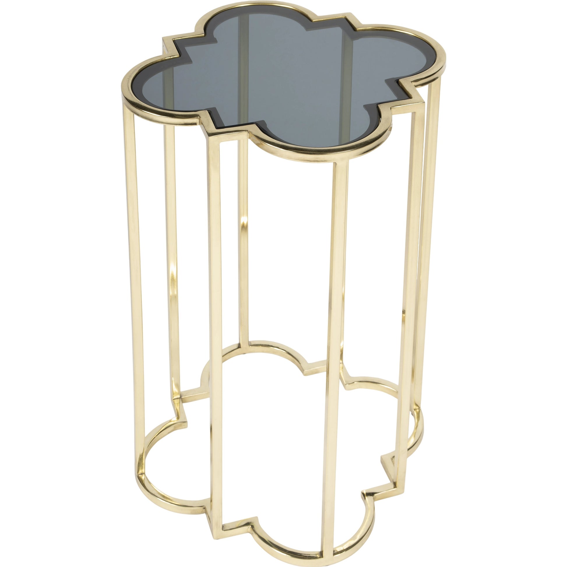 Auroria Accent Table by Butler Specialty Company in black,gold and antique gold. Made from stainless steel, black glass in a transitional style.