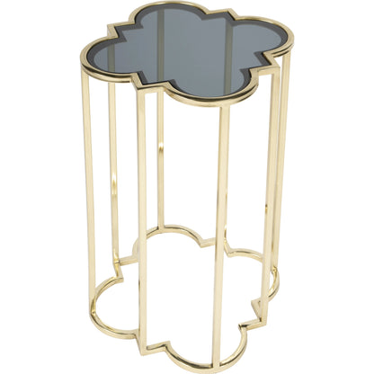 Auroria Accent Table by Butler Specialty Company in black,gold and antique gold. Made from stainless steel, black glass in a transitional style.