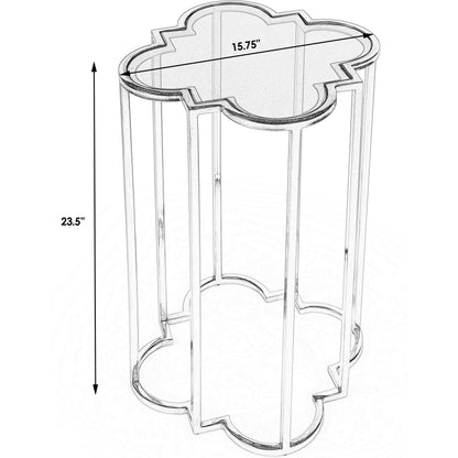 Auroria Accent Table by Butler Specialty Company in black,gold and antique gold. Made from stainless steel, black glass in a transitional style.