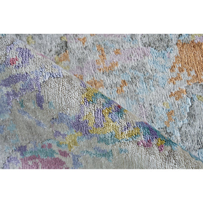 Floor Art Rug IV by Exquisite Rugs in ivory, multi. Made from bamboo silk in a unique style.
