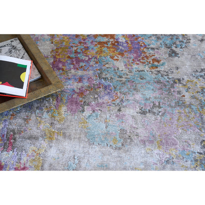 Floor Art Rug IV by Exquisite Rugs in ivory, multi. Made from bamboo silk in a unique style.