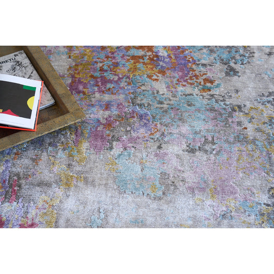 Floor Art 5535 Rug by Exquisite Rugs in ivory, multi. Made from bamboo silk in a unique style.