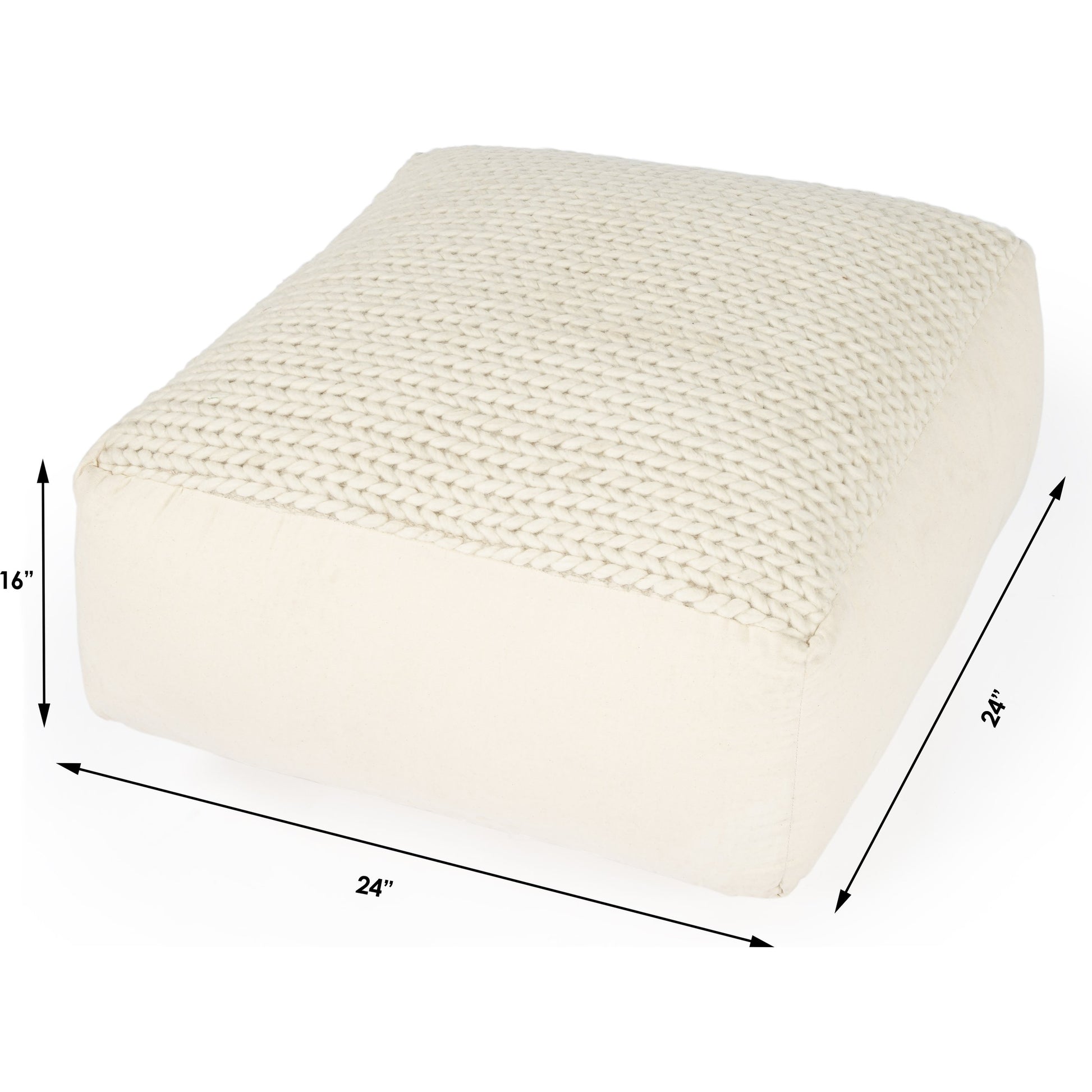 Fernandos Pouffe by Butler Specialty Company in cream,ivory and beige diamond. Made from cotton, wool, thermocol beans in a modern style.