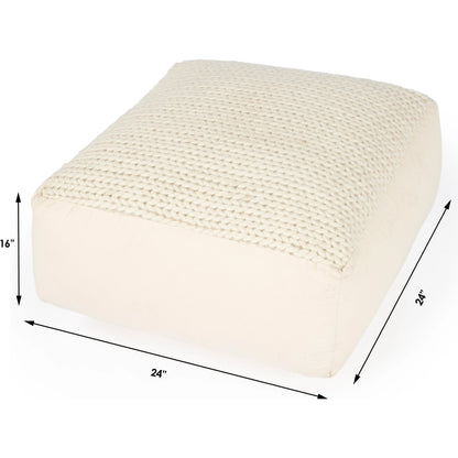 Fernandos Pouffe by Butler Specialty Company in cream,ivory and beige diamond. Made from cotton, wool, thermocol beans in a modern style.