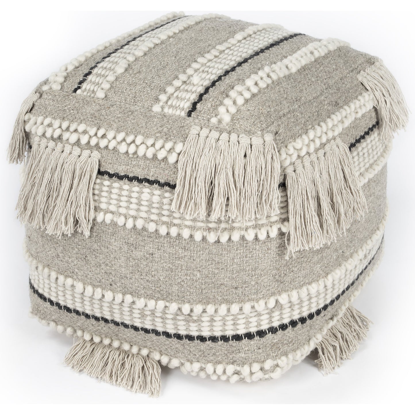 001 SR-910335 | Additional Silo | Realisa Pouf by Butler Specialty Company in gray and gray. Made from cotton -wool shell, filling: thermocol beans in a eclectic & global style.