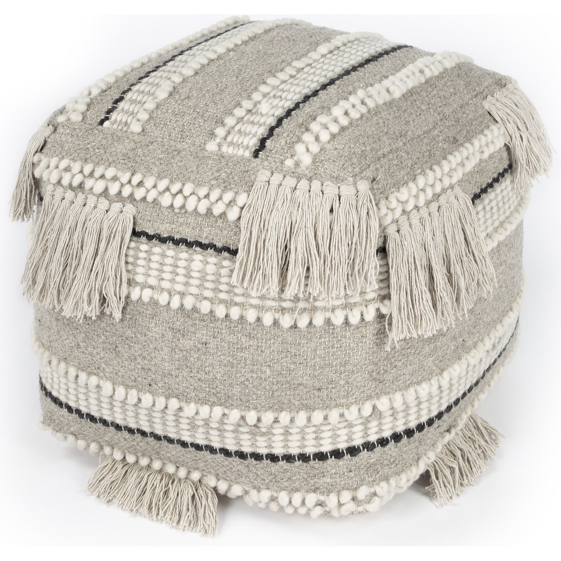 Realisa Pouf by Butler Specialty Company in gray and gray. Made from cotton -wool shell, filling: thermocol beans in a eclectic & global style.