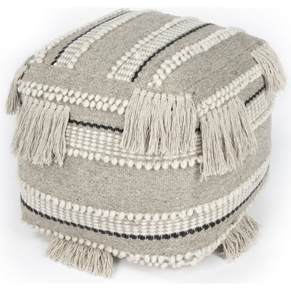 Realisa Pouf by Butler Specialty Company in gray and gray. Made from cotton -wool shell, filling: thermocol beans in a eclectic & global style.