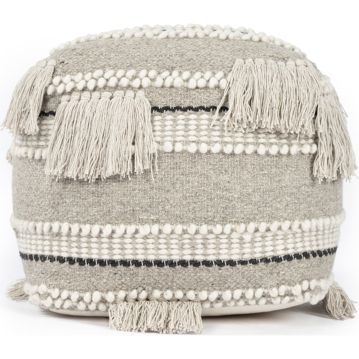 003 SR-910335 | Additional Silo | Realisa Pouf by Butler Specialty Company in gray and gray. Made from cotton -wool shell, filling: thermocol beans in a eclectic & global style.