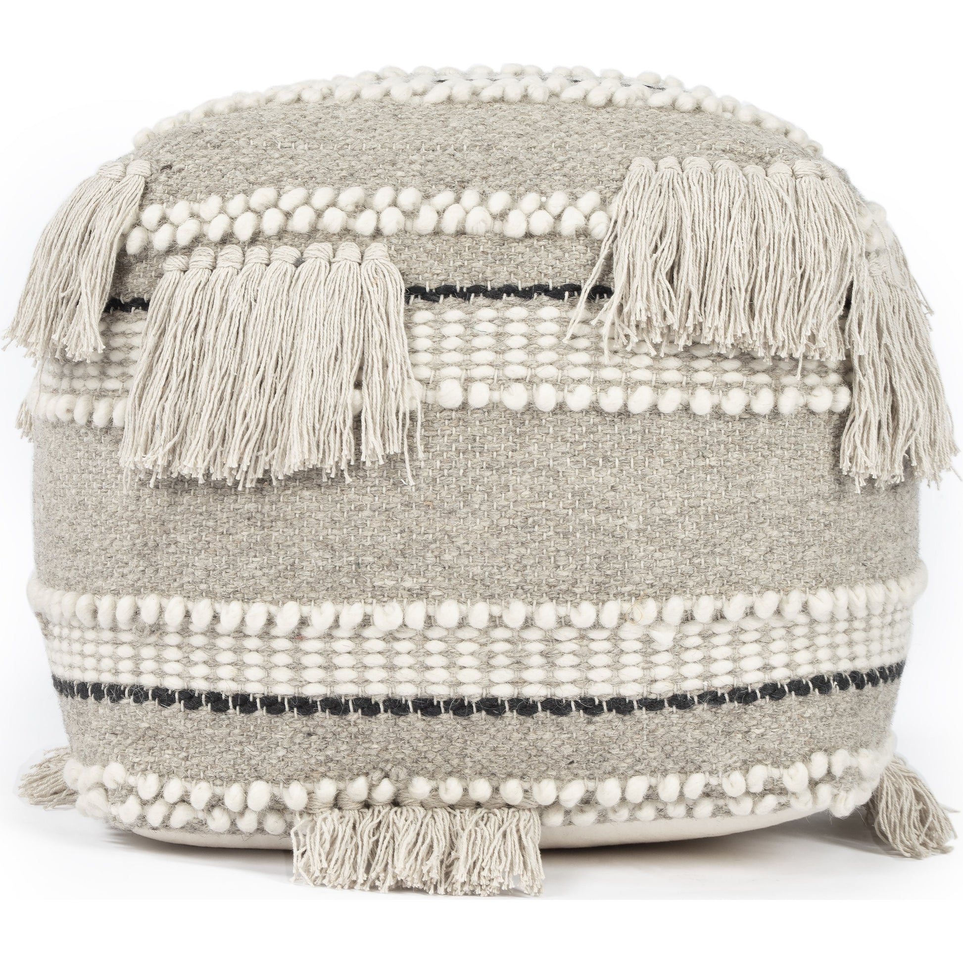 Realisa Pouf by Butler Specialty Company in gray and gray. Made from cotton -wool shell, filling: thermocol beans in a eclectic & global style.