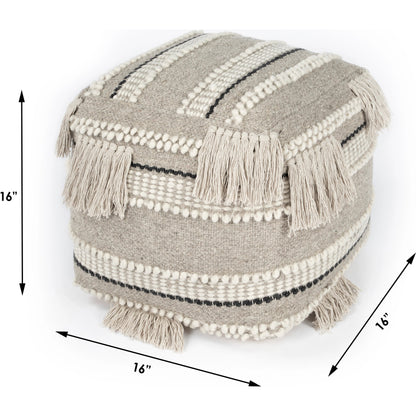Realisa Pouf by Butler Specialty Company in gray and gray. Made from cotton -wool shell, filling: thermocol beans in a eclectic & global style.