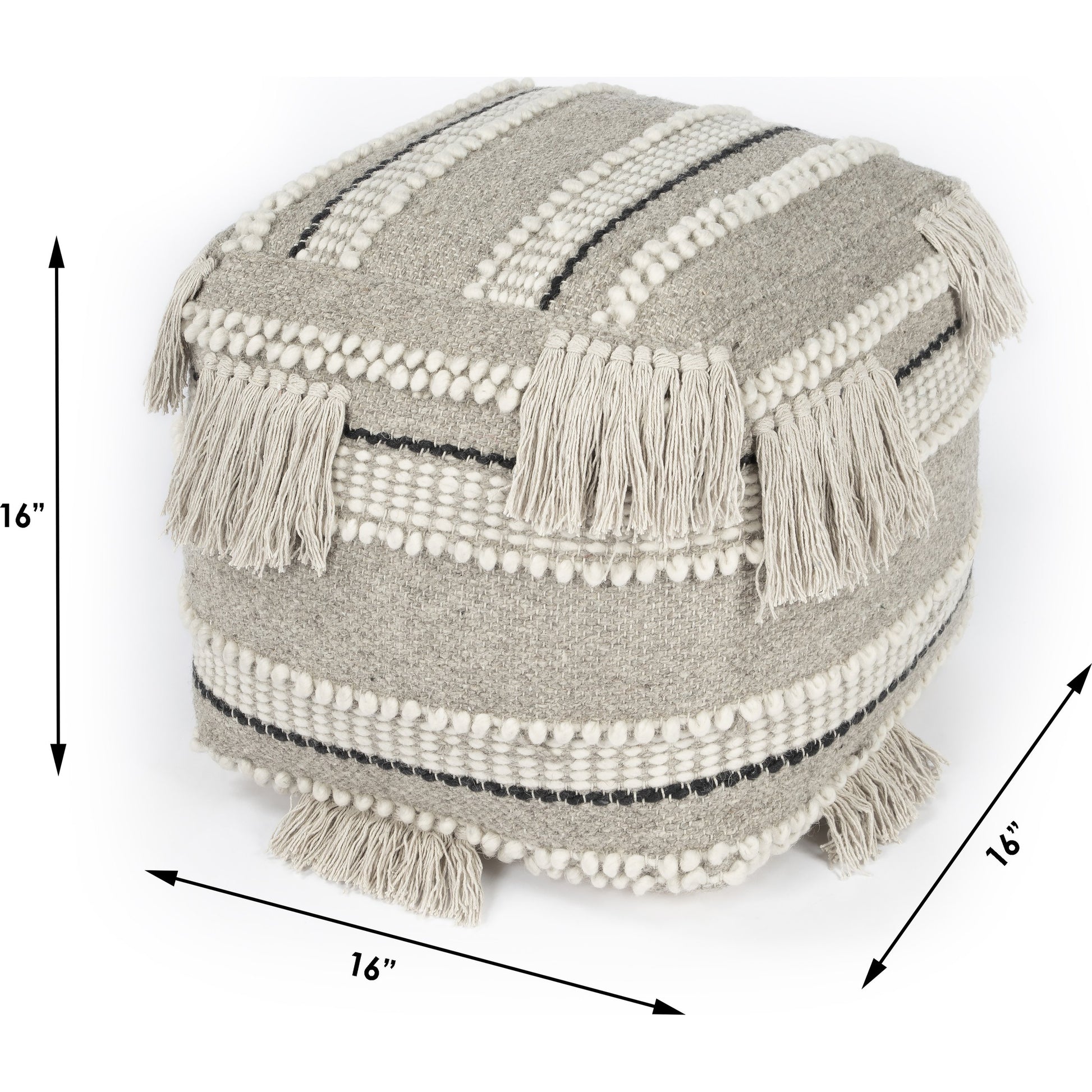 Realisa Pouf by Butler Specialty Company in gray and gray. Made from cotton -wool shell, filling: thermocol beans in a eclectic & global style.