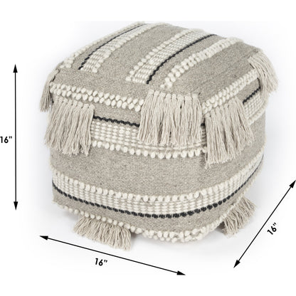Realisa Pouf by Butler Specialty Company in gray and gray. Made from cotton -wool shell, filling: thermocol beans in a eclectic & global style.