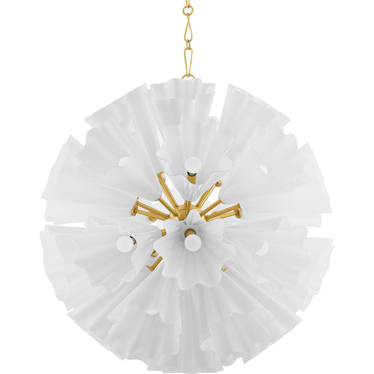 Capri 33 Light Chandelier by Hudson Valley in aged brass. Made from steel in a modern style.