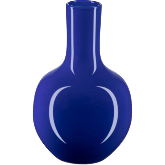 Ocean Blue Long Neck Vase by Currey and Company in ocean blue. Made from porcelain in a modern style.