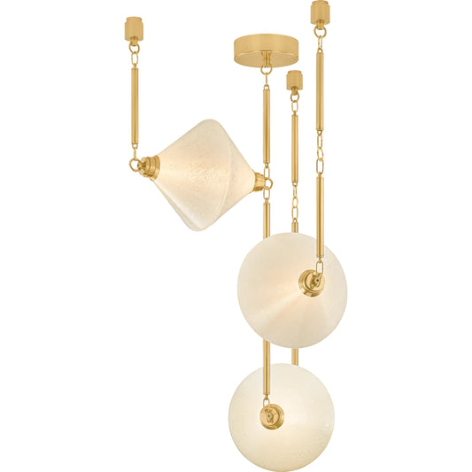 Solara Chandelier by Corbett in vintage polished brass. Made from unique in a modern style.