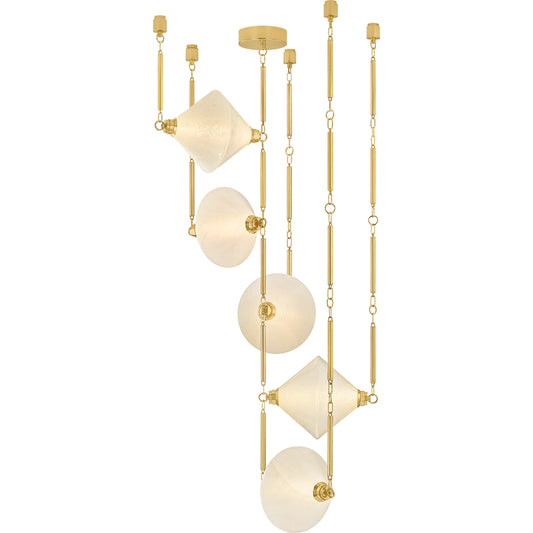 Solara Chandelier by Corbett in vintage polished brass. Made from unique in a modern style.
