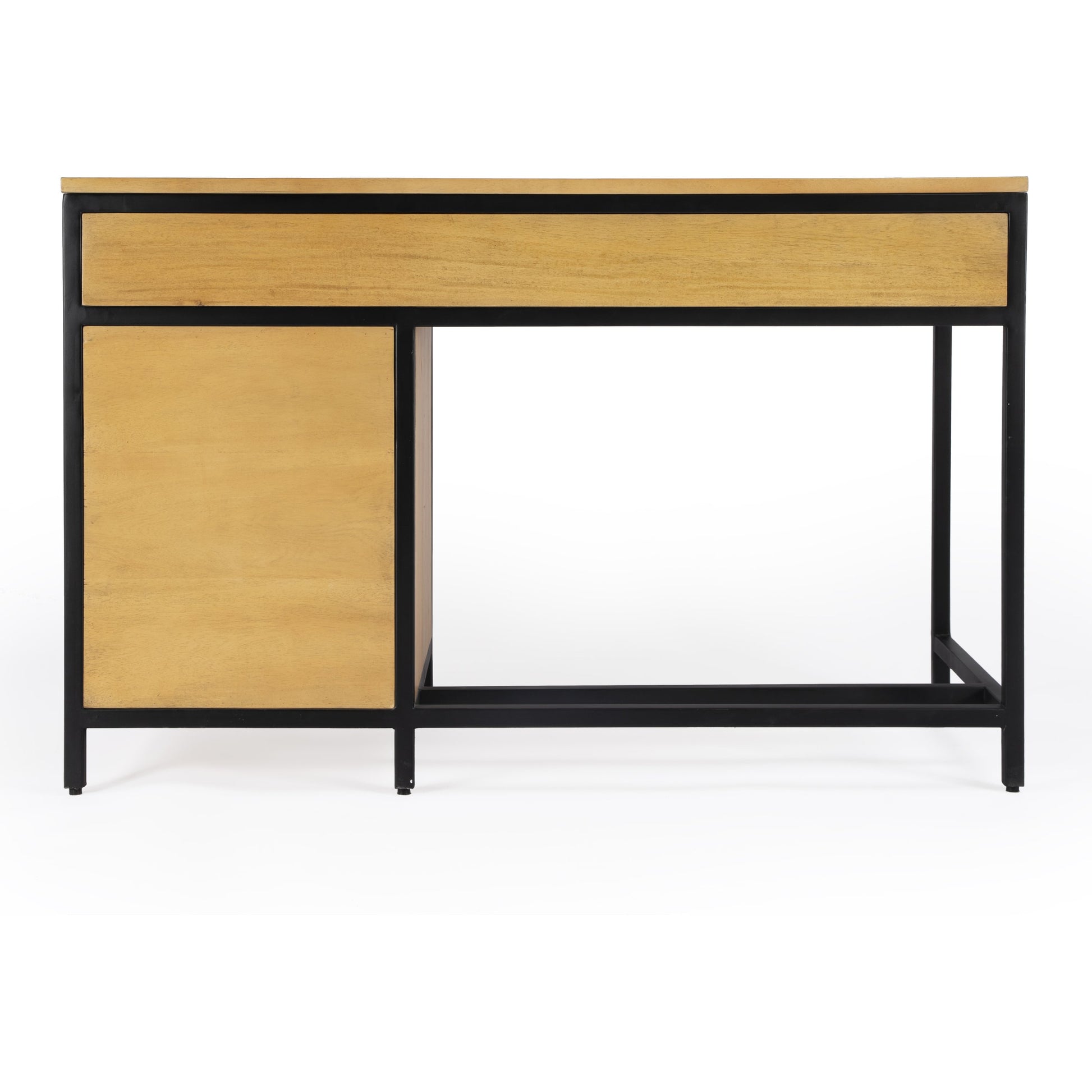 Hans Desk by Butler Specialty Company in natural. Made from mango wood, gamelina veneer, mdf, iron, bronze in a modern style.
