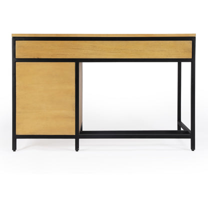Hans Desk by Butler Specialty Company in natural. Made from mango wood, gamelina veneer, mdf, iron, bronze in a modern style.