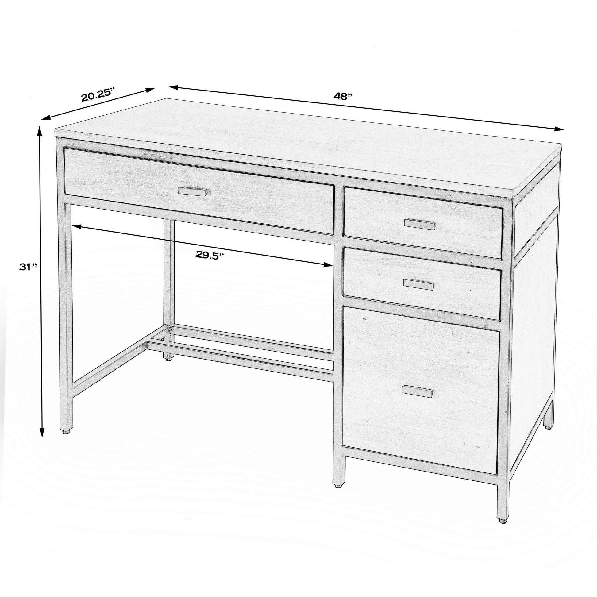 Hans Desk by Butler Specialty Company in natural. Made from mango wood, gamelina veneer, mdf, iron, bronze in a modern style.