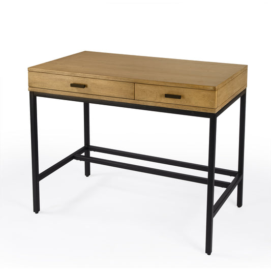 Hans Writing Desk by Butler Specialty Company in natural. Made from mango wood, gamelina veneer, mdf, iron, bronze in a modern style.