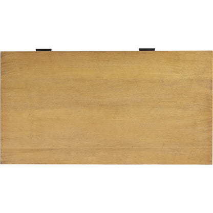 Hans Writing Desk by Butler Specialty Company in natural. Made from mango wood, gamelina veneer, mdf, iron, bronze in a modern style.