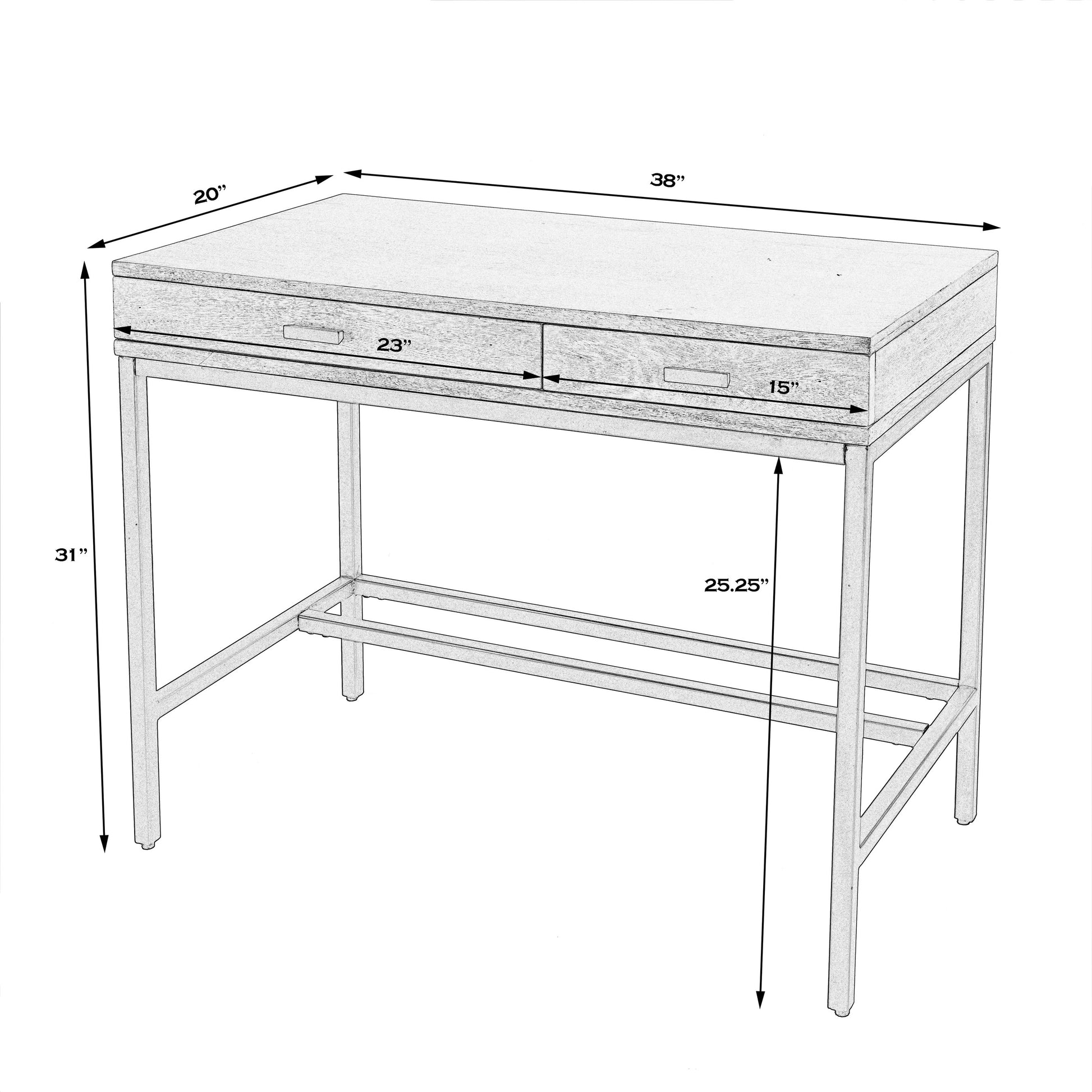 Hans Writing Desk by Butler Specialty Company in natural. Made from mango wood, gamelina veneer, mdf, iron, bronze in a modern style.