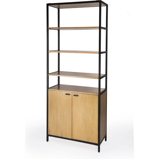 Hans 2-Door Etagere by Butler Specialty Company in natural. Made from mango wood, gamelina veneer, mdf, iron, bronze in a modern style.