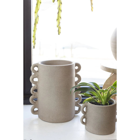 Cassia Vase by Accent Decor in tan. Made from ceramic in a modern style.