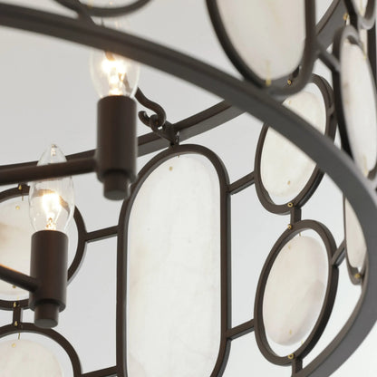 Oval Office 4 Light Semi Flush by Varaluz in bronze, brown. Made from steel, alabaster in a unique style.