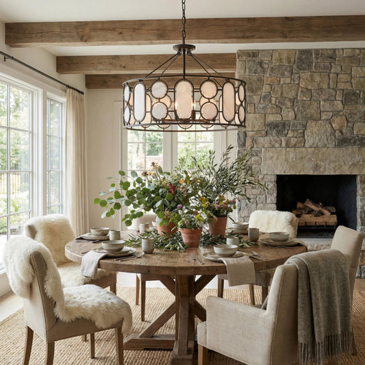 Oval Office 6 Light Pendant by Varaluz in bronze, brown. Made from steel, alabaster in a unique style.