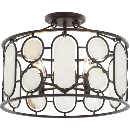 Oval Office 4 Light Semi Flush by Varaluz in bronze, brown. Made from steel, alabaster in a unique style.