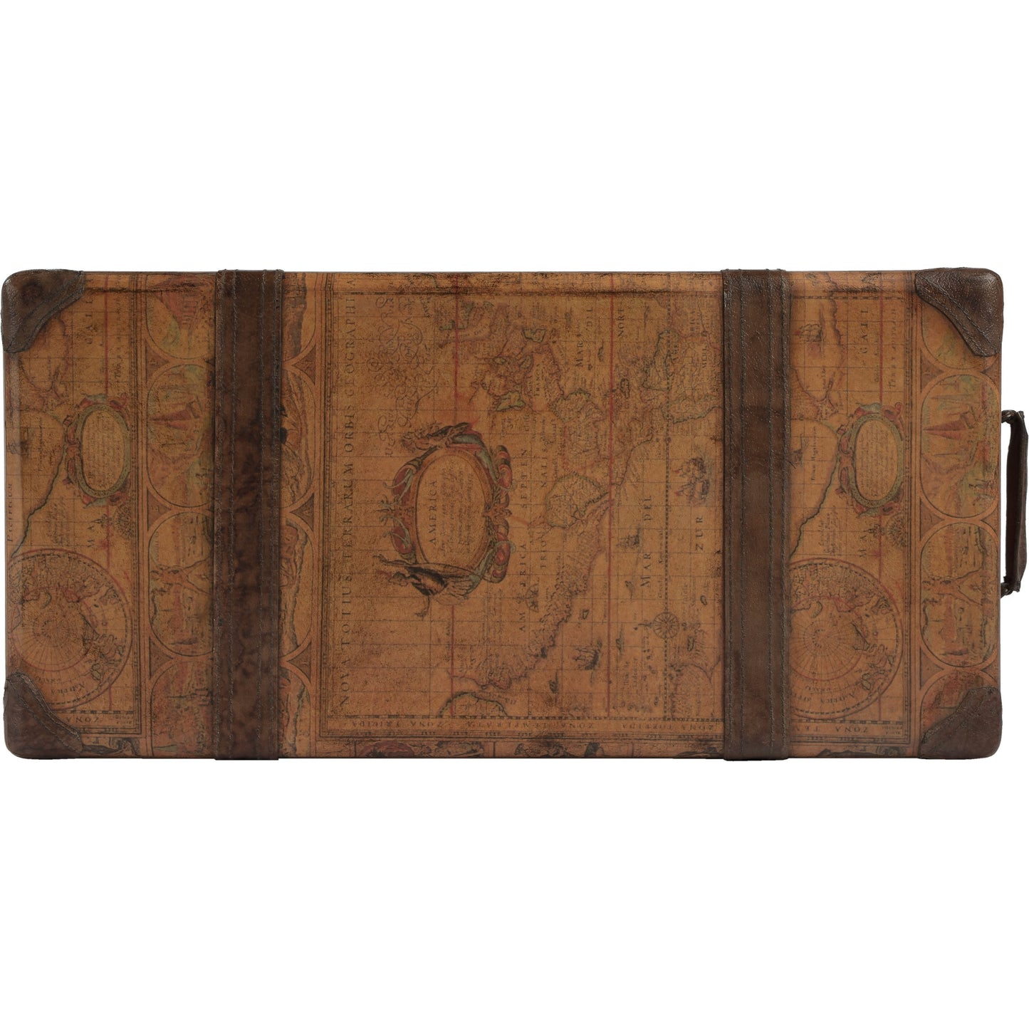 005 SI-1822389 | Additional Silo | Vasco End Table by Butler Specialty Company in brown and heritage. Made from carb plywood, map paper, gemelina wood, buffalo, kara faux leather in a eclectic & global style.