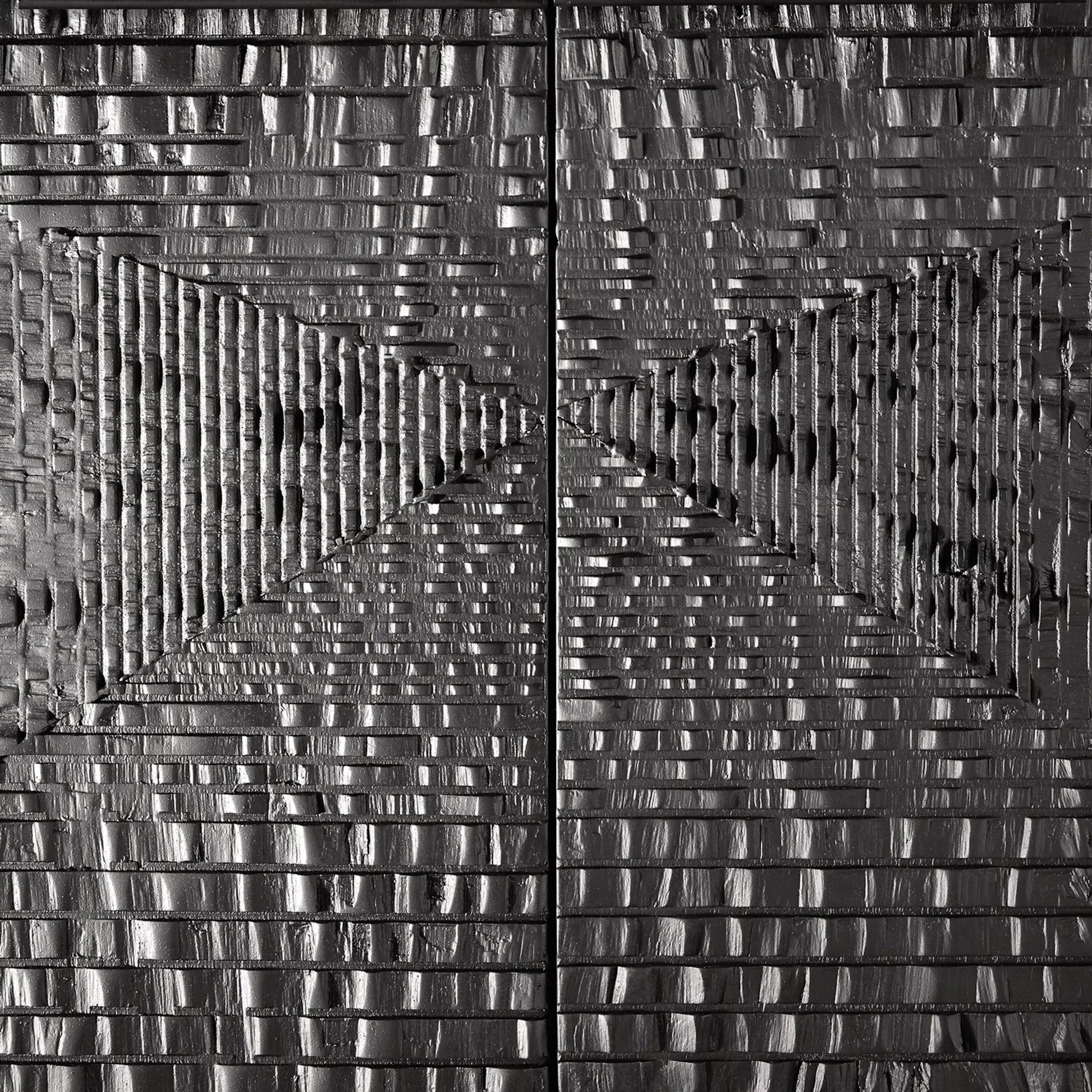 Kyoto Media Cabinet by Global Views in jagged gmelina black, wbi. Made from gmelina, mdf, metal in a modern style.