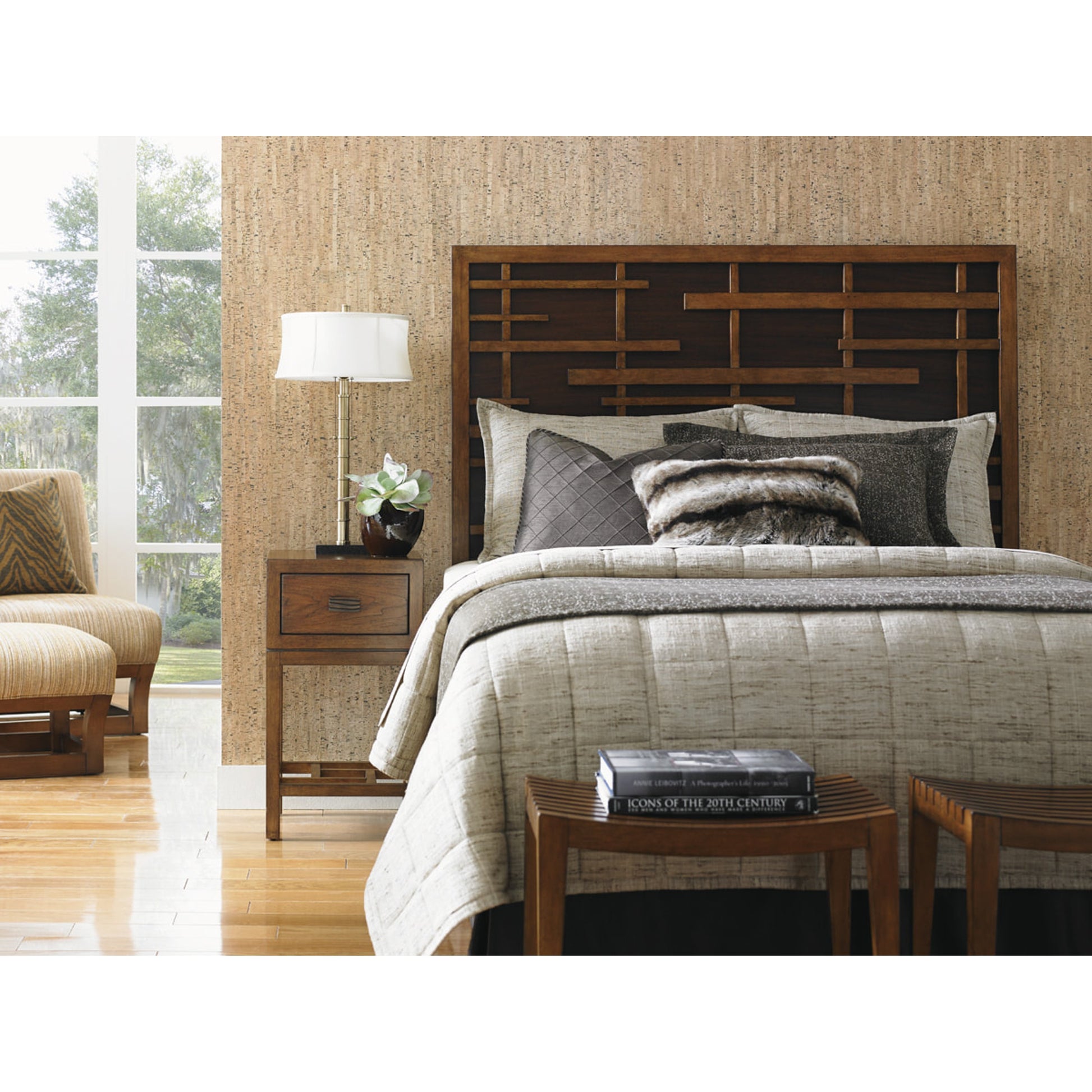 Shanghai Panel Headboard by Tommy Bahama Home in dark walnut. Made from unique in a transitional style.