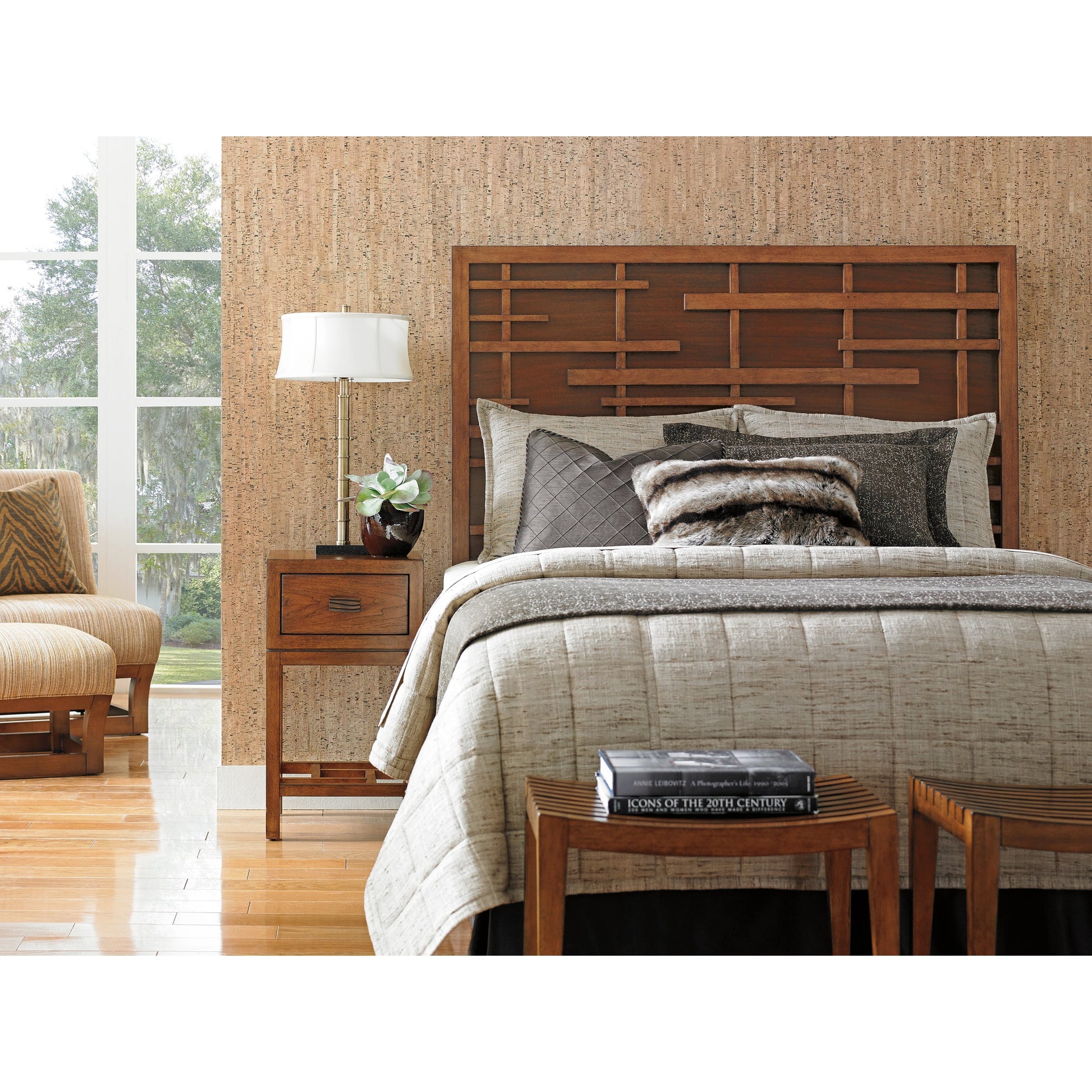 Shanghai Panel Headboard by Tommy Bahama Home in dark walnut. Made from unique in a transitional style.