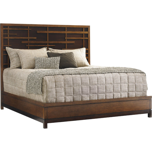 Shanghai Panel Bed by Tommy Bahama Home in dark walnut. Made from unique in a transitional style.