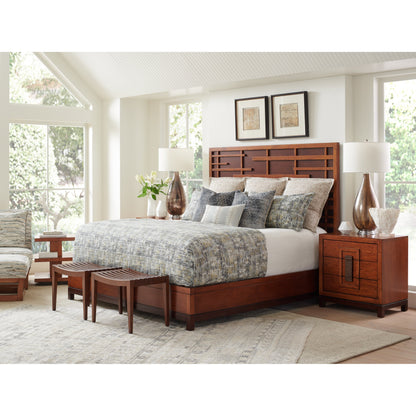 Shanghai Panel Bed by Tommy Bahama Home in dark walnut. Made from unique in a transitional style.