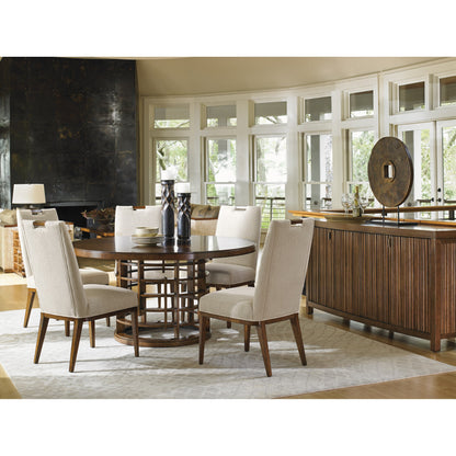 Meridien Round Dining Table with Wooden Top by Tommy Bahama Home. Made from unique in a modern style.