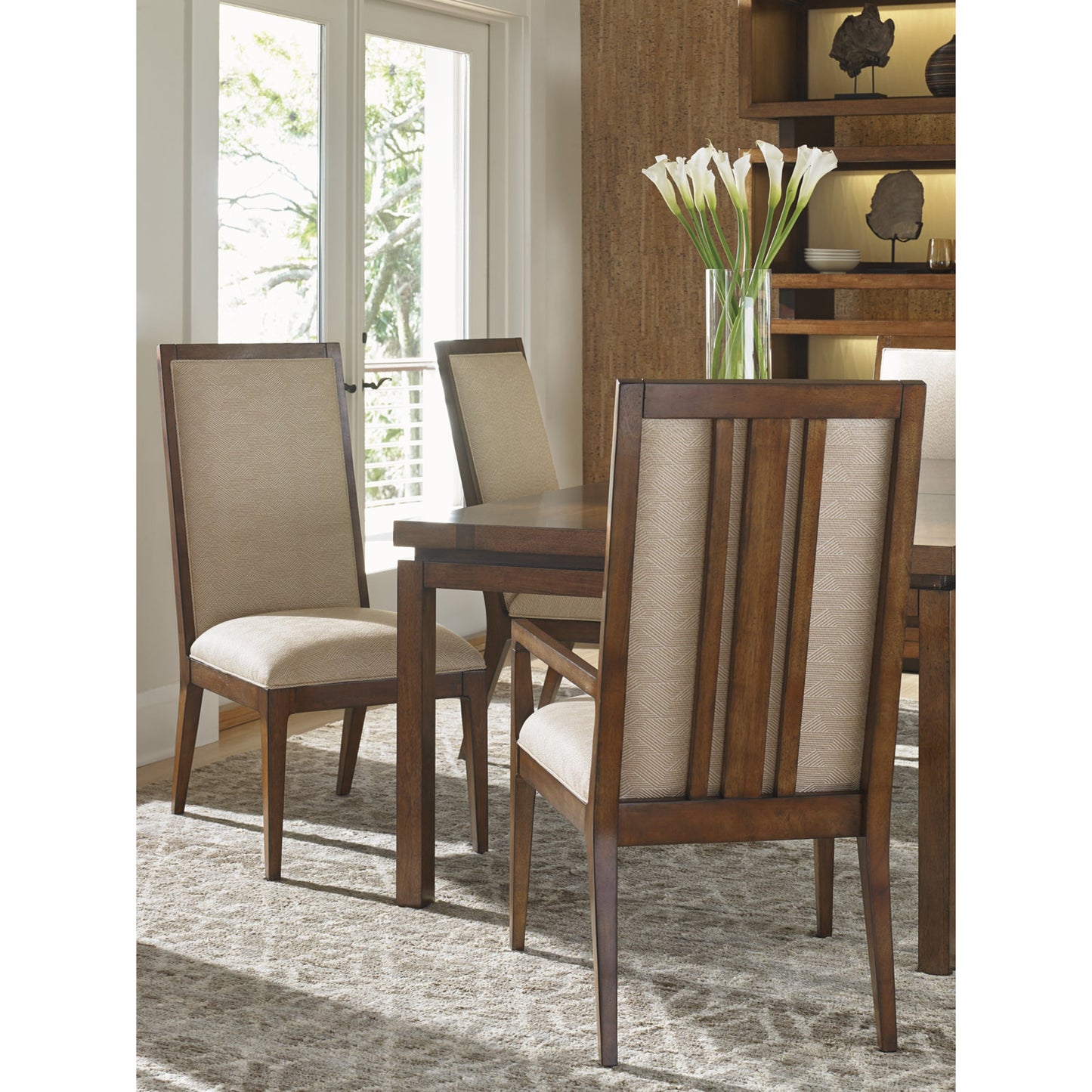 009 SR-836288 | Lifestyle | Natori Slat Back Side Chair by Tommy Bahama Home. Made from unique in a transitional style.