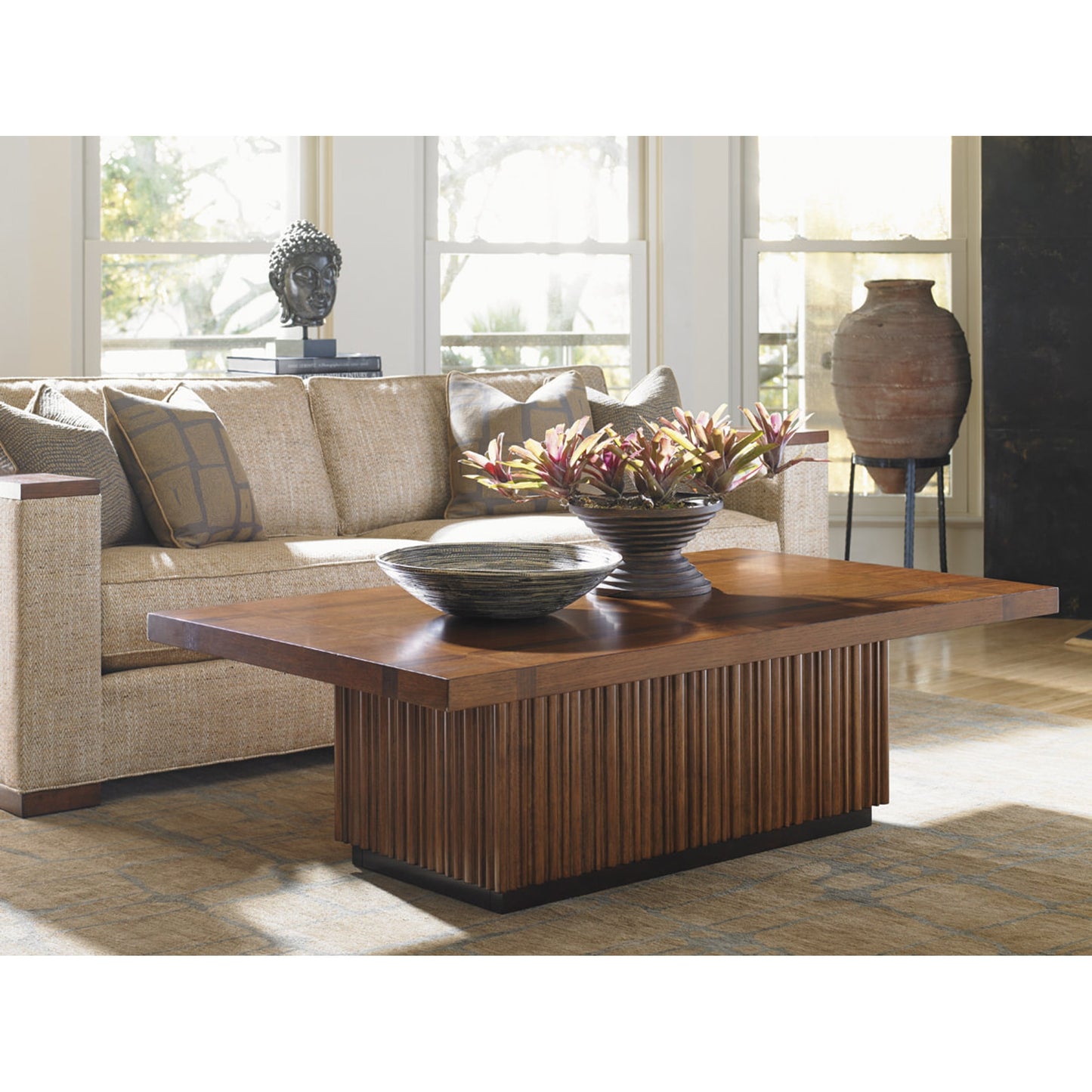 003 SR-836007 | Lifestyle | Castaway Cocktail Table by Tommy Bahama Home. Made from unique in a coastal style.